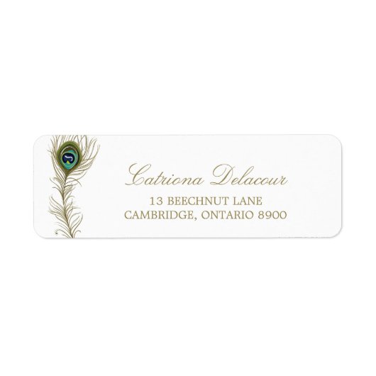 Whimsical Peacock Feather Return Address Label (Voorkant)