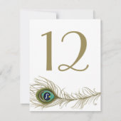 Whimsical Peacock Feather Table Number Card Kaart (Achterkant)