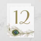 Whimsical Peacock Feather Table Number Card Kaart (Voorkant / Achterkant)
