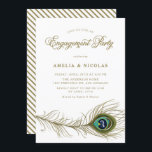 Whimsical Peacock Feather Verlovingsfeest Kaart<br><div class="desc">Nodig gasten uit voor uw evenement met deze aanpasbare uitnodiging voor verlovingsfeestjes. Het heeft een grillige pauw illustratie. Personaliseer door uw gegevens toe te voegen. Deze pauw verlovingsfeestuitnodiging is perfect voor elk evenementthema of seizoen.</div>