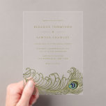 Whimsical Peacock Feather Vintage bruiloft Acryl Uitnodigingen<br><div class="desc">Verhoog uw huwelijksviering met onze aanpasbare acryl bruiloft uitnodiging met een prachtig pauw veer ontwerp. Deze elegante en moderne uitnodiging is gemaakt van helder acryl van hoge kwaliteit en is perfect voor koppels die op zoek zijn naar een unieke en gedenkwaardige manier om hun gasten uit te nodigen. Het ingewikkelde...</div>
