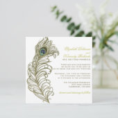 Whimsical Peacock Feather Wedding Invitation Kaart (Staand voorkant)