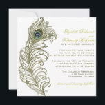 Whimsical Peacock Feather Wedding Invitation Kaart<br><div class="desc">Whimsical Peacock Feather Wedding Invitation Lovely illustratie van een  en grillige vrek vether. Deze eenvoudige en klassieke trouwuitnodiging is perfect voor  feestjes.</div>