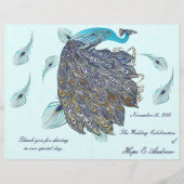 Whimsical Peacock Feathers Wedding Programme (Voorkant)