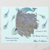 Whimsical Peacock Feathers Wedding Programme (Voorkant)
