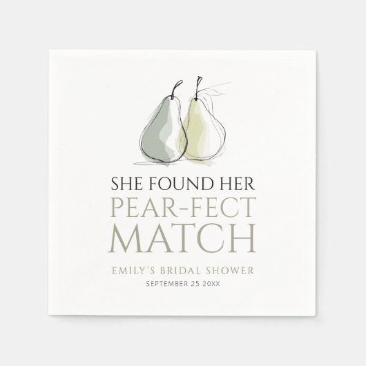 Whimsical Pears Pear-fect Match Bridal Shower Servet (Voorkant)
