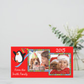 Whimsical Penguin 2 Foto Vakantie Kaarten (Staand voorkant)