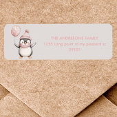 Whimsical Penguin Birthday Label | roze
