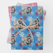 Whimsical Penguin Ice Vist Waterverf kunst Inpakpapier Vel (In situ)