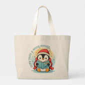 Whimsical Penguin Reader Large Jumbo Tote Bag (Achterkant)