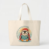 Whimsical Penguin Reader Large Jumbo Tote Bag (Voorkant)