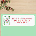 Whimsical Penguin Skiing Christmas Tree Art Etiket<br><div class="desc">Voeg een feestelijk tintje toe aan uw e-mail met deze grillige pinguïnski-kerstboomkunst, ideaal voor dierenvrienden tijdens de feestdagen. Het ontwerp is voorzien van een schattige pinguïn in een rode sjaal en pet skiën tussen levendige kerstbomen, het creëren van een vrolijke look voor uw enveloppen. Geweldig voor vakantiecaarten of wintercorrespondentie met...</div>