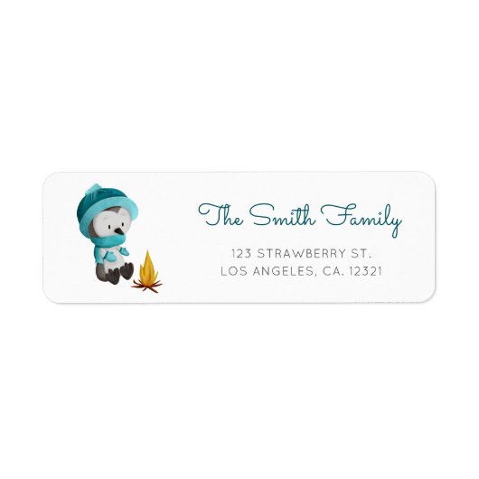 Whimsical Penguin van Fire Winter Retouradres Etiket (Voorkant)