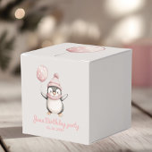 Whimsical Penguin Verjaardag |  roze Bedankdoosjes