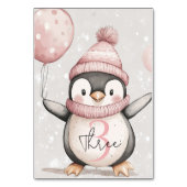 Whimsical Penguin Verjaardag |  roze Kaart (Voorkant)