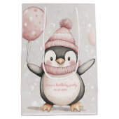Whimsical Penguin Verjaardag |  roze Medium Cadeauzakje (Achterkant)