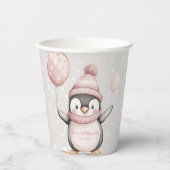 Whimsical Penguin Verjaardag |  roze Papieren Bekers (Voorkant)
