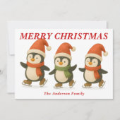 Whimsical Penguins Schaatsen Kerstmis Feestdagenkaart (Voorkant)