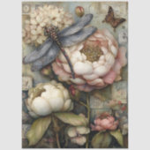 Whimsical Peony & Dragonfly Ephemera Decoupage  Tissuepapier (Voorkant)