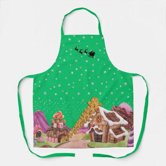 Whimsical peperkoek Kerstscène groen Schort (Voorkant)