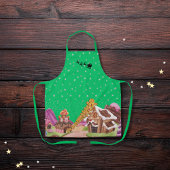 Whimsical peperkoek Kerstscène groen Schort