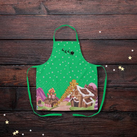 Whimsical peperkoek Kerstscène groen Schort