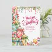 Whimsical Peppermint Holiday Feestdagenkaart (Staand voorkant)