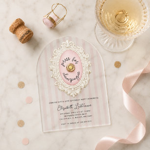 Whimsical Pers voor Champagne Verjaardag Acryl Uitnodigingen