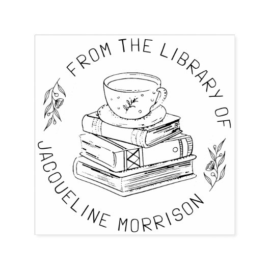 Whimsical Personal Library Bookplate Book Stamp Zelfinktende Stempel (Design)