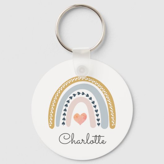 Whimsical Personalized Boho Rainbow Sleutelhanger (Voorkant)