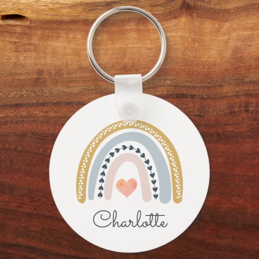Whimsical Personalized Boho Rainbow Sleutelhanger (Voorkant)
