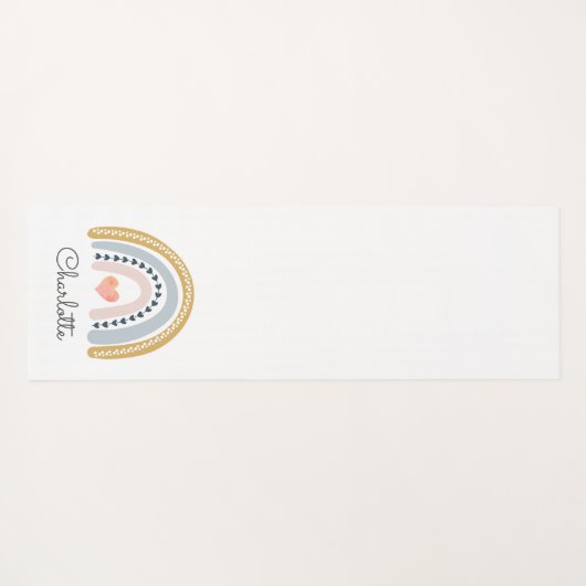 Whimsical Personalized Boho Rainbow Yogamat (Achterkant (horizontaal))