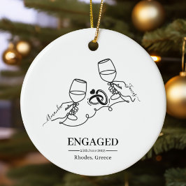Whimsical Personalized Engagement Christmas Keramisch Ornament