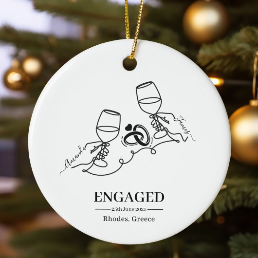 Whimsical Personalized Engagement Christmas Keramisch Ornament