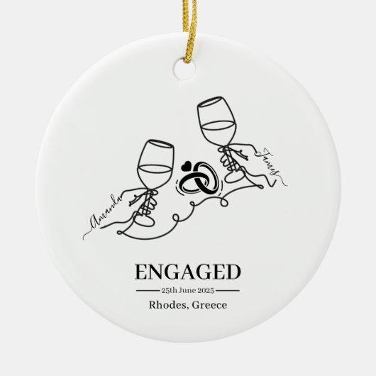 Whimsical Personalized Engagement Christmas Keramisch Ornament (Voorkant)