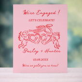 Whimsical Personalized Engagement couple Sign Acryl Bord (Neutraal)