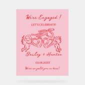 Whimsical Personalized Engagement couple Sign Acryl Bord (Voorkant)