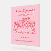 Whimsical Personalized Engagement couple Sign Acryl Bord (Hoek)