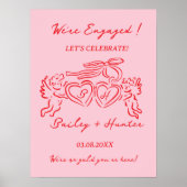 Whimsical Personalized Engagement couple Sign Poster (Voorkant)
