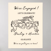 Whimsical Personalized Engagement couple Sign Poster (Voorkant)