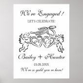 Whimsical Personalized Engagement couple Sign Poster (Voorkant)