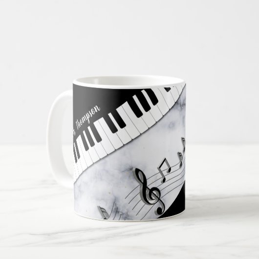 Whimsical Personalized Piano Keys Coffee Mok (Voorkant links)