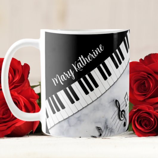 Whimsical Personalized Piano Keys Coffee Mok