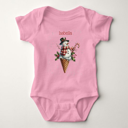 Whimsical Personalized Snowman with Candy Cane Romper (Voorkant)