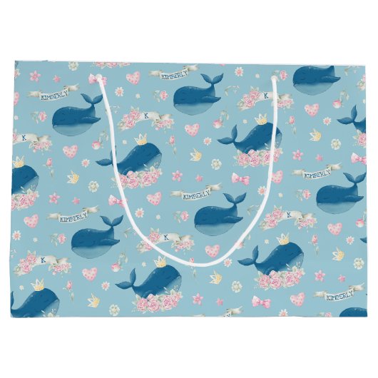 Whimsical Personalized Whale Groot Cadeauzakje (Achterkant)