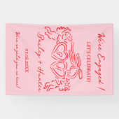 Whimsical Persoonlijk Verloving Koppel Bord Spandoek (Horizontaal)