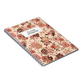 Whimsical Perzik Bruin Bloemen Notitieboek (Rechterzijde)
