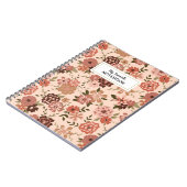Whimsical Perzik Bruin Bloemen Notitieboek (Linkerzijde)