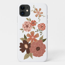 Whimsical Perzik Bruin Bloemen Patroon Case-Mate iPhone Case