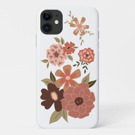 Whimsical Perzik Bruin Bloemen Patroon Case-Mate iPhone Case (Achterkant)